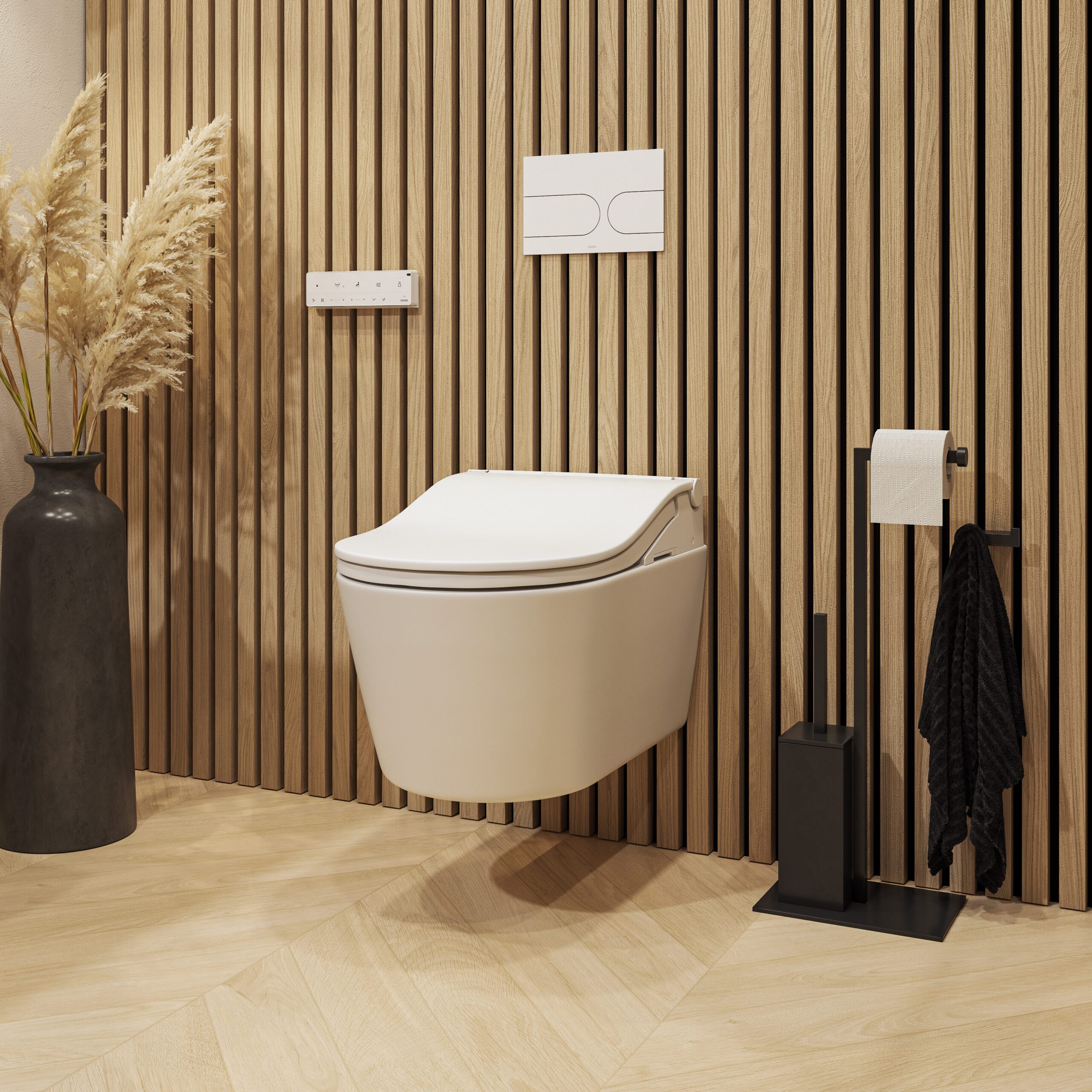Washlet RW Auto Flush matte white in a bathroom interior